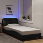 vidaXL Cadre de lit avec LED sans matelas noir 80x200 cm tissu