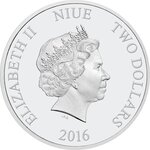 Pièce de monnaie 2 Dollars Niue 2016 1 once argent BE – Princesse Leia