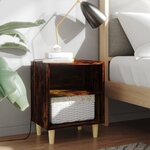 vidaXL Tables de chevet et pieds en bois 2 Pièces Chêne fumé 40x30x50 cm