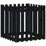 vidaXL Jardinière avec design de clôture noir 70x70x70 cm pin massif