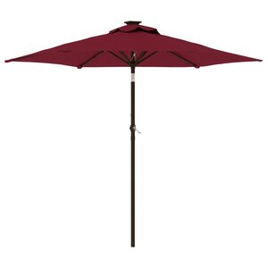 vidaXL Parasol de jardin avec LED mât en acier bordeaux 225x225x212 cm