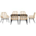 vidaXL Ensemble de salle à manger de jardin 7 pièces avec coussins marron en poly rotin