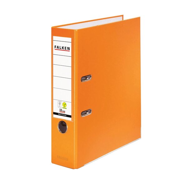Classeur À Levier Pp A4 Dos De 80mm Vegan Noir - Orange - X 20 - Falken