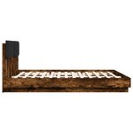 vidaXL Cadre de lit tête de lit et lumières LED chêne fumé 160x200 cm