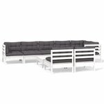 vidaXL Salon de jardin 9 Pièces avec coussins blanc bois de pin massif