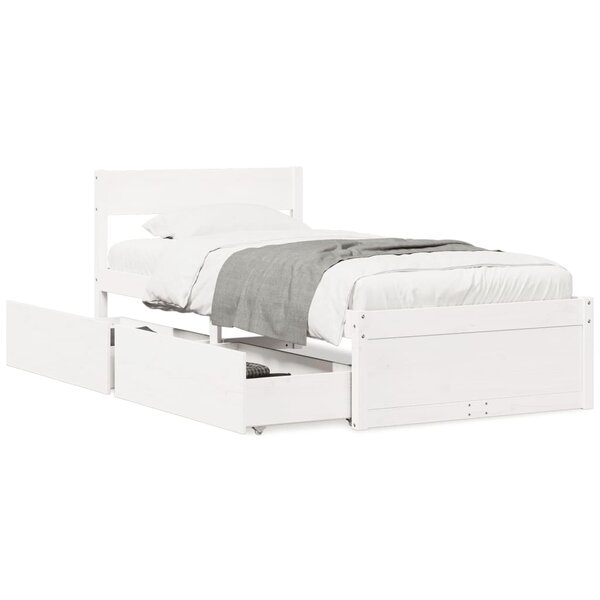 vidaXL Cadre de lit sans matelas blanc 90x200 cm bois de pin massif