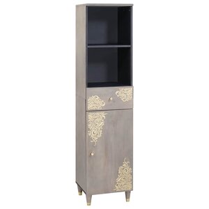 vidaXL Buffet avec tiroir Gris 38 x 33 x 160 cm Bois de mangue massif