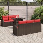 vidaXL Ensemble de canapé de jardin 7 Pièces Marron Poly rotin
