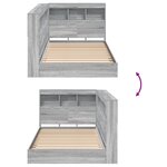 vidaXL Lit bibliothèque Gris Sonoma 75x190 cm Bois d'ingénierie
