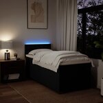 vidaXL Sommier à lattes de lit avec matelas Noir 90x190 cm Tissu
