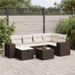 vidaXL Salon de jardin avec coussins 7 Pièces marron résine tressée