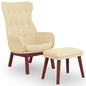 vidaXL Chaise de relaxation avec repose-pied Crème Tissu