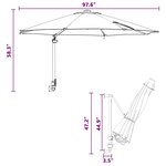 vidaXL Parasol mural avec LEDs bordeaux  248 cm