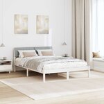 vidaXL Cadre de lit avec tête de lit Blanc et gris clair 135 x 190 cm