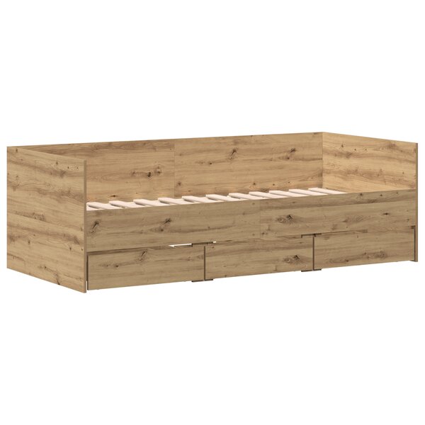 vidaXL Lit de jour Chêne artisanal Bois d'ingénierie 90 x 190 cm Durable