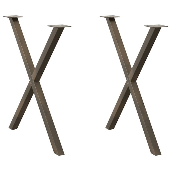 vidaXL Pieds de table à manger en forme de X  2 pièces  acier naturel  80 x (72-73) cm