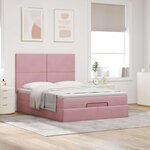 vidaXL Cadre de lit ottoman avec matelas rose 140x190 cm velours