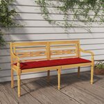 vidaXL Banc Batavia avec coussin rouge 150 cm Bois de teck massif