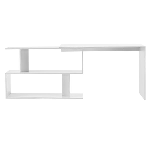 Bureau gigogne design avec partie étagère bureau de coin extension panneau de particules mélaminé 77 x 120 x 50 cm blanc 03_0004707