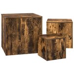 vidaXL Tables d'appoint 3 Pièces Chêne fumé Bois d'ingénierie