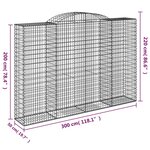 vidaXL Paniers à gabions arqués 6 Pièces 300x50x200/220 cm fer galvanisé