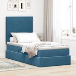 vidaXL Lit de rangement LED avec matelas Bleu foncé 90 x 190 cm