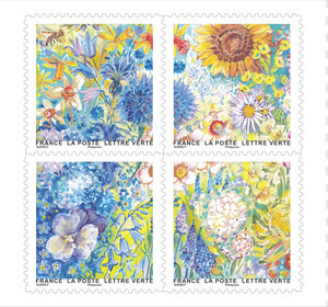 Carnet de 12 timbres - Splendeur florale - Lettre verte 