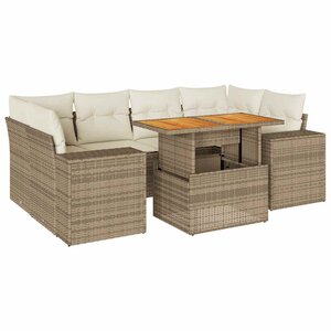 vidaXL Salon de jardin avec coussins 7 Pièces beige résine tressée