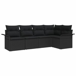 vidaXL Ensemble de canapé de jardin avec coussin 5 Pièces Noir polyrotin