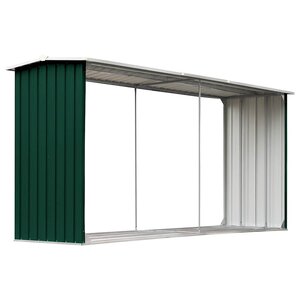 vidaXL Abri de stockage de bois Acier galvanisé 330x92x153 cm Vert