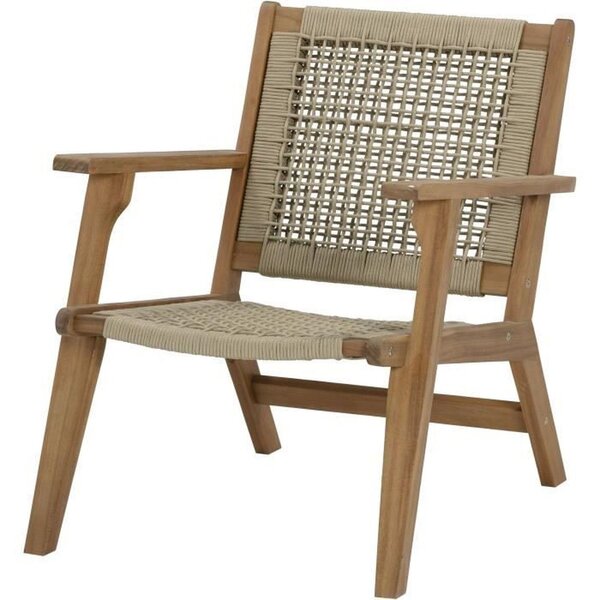 Fauteuil de jardin bas en bois d'Acacia FSC et en corde - Beige Kaki