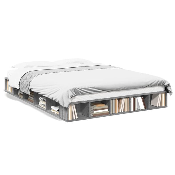 vidaXL Cadre de lit sans matelas sonoma gris 150x200 cm