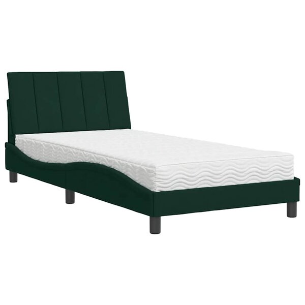 vidaXL Lit avec matelas Hanko vert foncé 100x200 cm velours