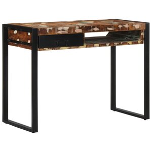 vidaXL Bureau multicolore 100x50x75 cm bois massif de récupération