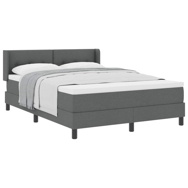vidaXL Lit à ressorts avec tête de lit Gris foncé 200 x 160 cm tissu