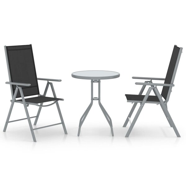 vidaXL Ensemble de bistro 3 Pièces aluminium et textilène argenté