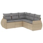 vidaXL Salon de jardin avec coussins 5 Pièces beige résine tressée