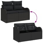 Ensemble de Canapés de Jardin 7 Pièces avec Coussins Noir Rattan Poly