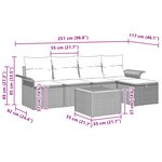 vidaXL Ensemble de canapé de jardin 6 pièces avec coussins gris en poly rotin