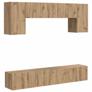 vidaXL Ensemble meuble TV Montage mural 4 Pièces Blanc Bois d'ingénierie