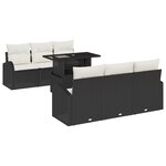 vidaXL Ensemble de 7 Canapés de Jardin avec Coussins Noir en Rattan Poly
