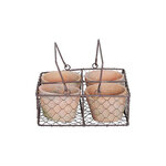 4 pots dans panier métal