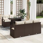 Ensemble de canapés jardin vidaXL 6 pièces avec coussins en poly rotin marron