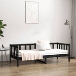 vidaXL Lit de jour sans matelas noir 80x200 cm bois de pin massif