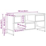 vidaXL Meuble TV Chêne noir 100 x 36 x 49 5 cm Bois d'ingénierie