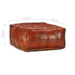 Vidaxl pouf 60 x 60 x 30 cm brun roux cuir véritable de chèvre