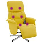 vidaXL Fauteuil inclinable de massage repose-pieds jaune clair tissu