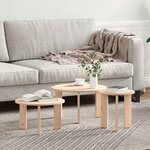vidaXL Table basse 3 Pièces Naturel Bois massif en pin