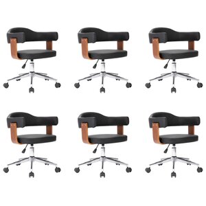 vidaXL Chaises pivotantes à manger lot de 6 bois courbé et similicuir