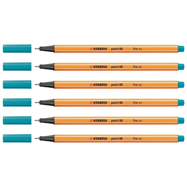 Stylo-Feutre POINT 88 Pointe Fine 0 4 mm bleu clair x 6 STABILO